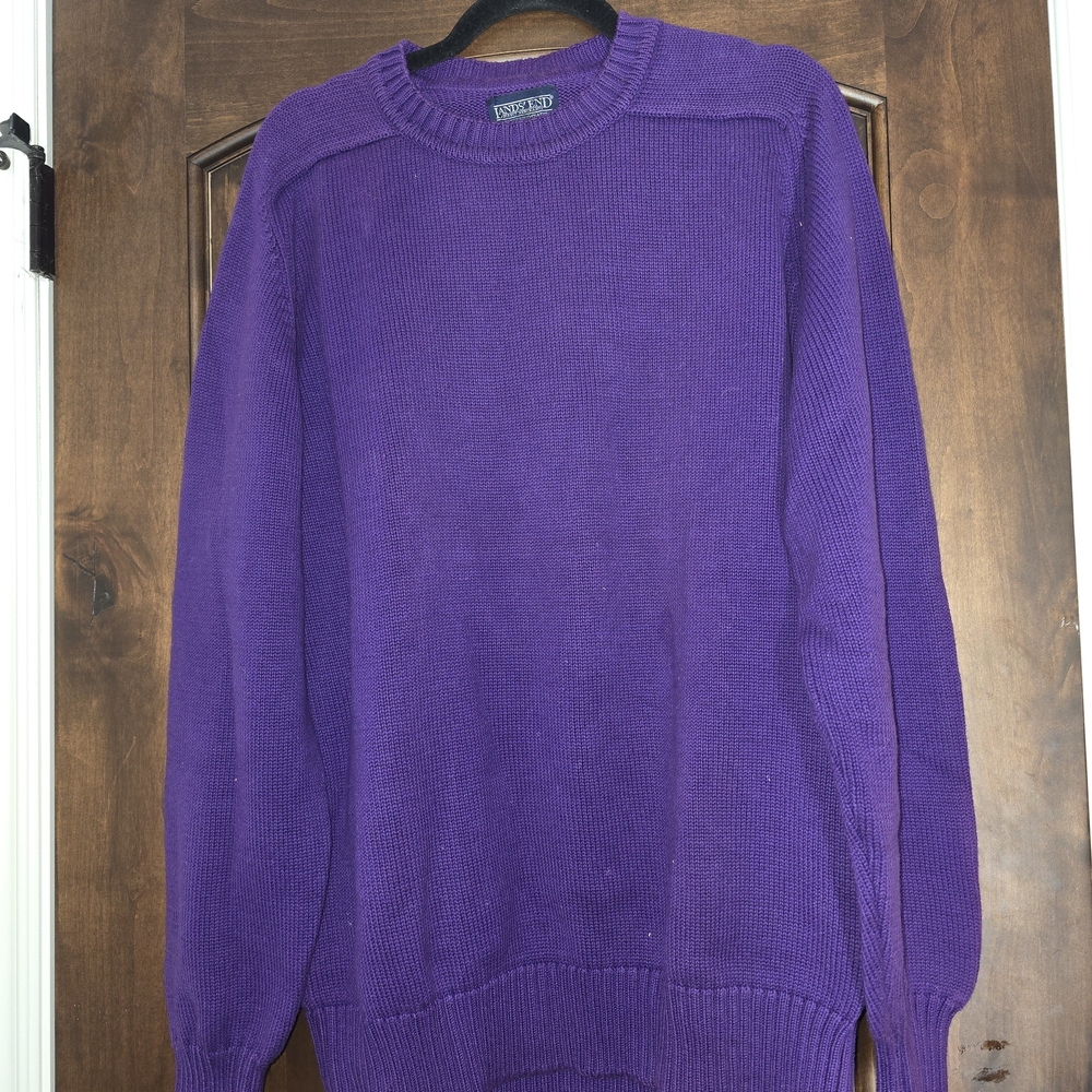 Lands' End Men's Purple Crewneck Sweater